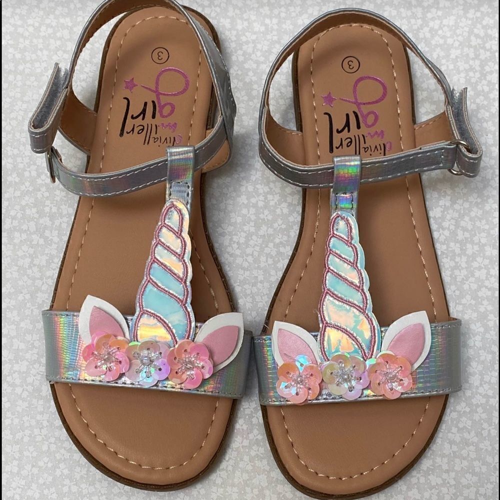 NWT OLIVIA MILLER UNICORN Girls Sandals Size 5